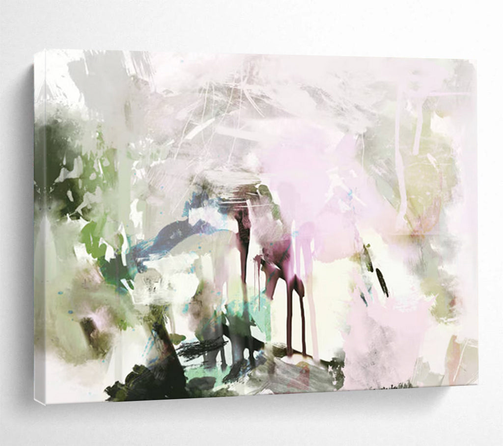 “Pastel Pink and Orange Abstract Landscape” - Ethereal Landscape Painting On Canvas PT119