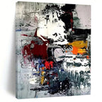 “Colorful Chaos: Red, Yellow, Gray Abstract” - Vibrant Abstract Painting On Canvas DS391