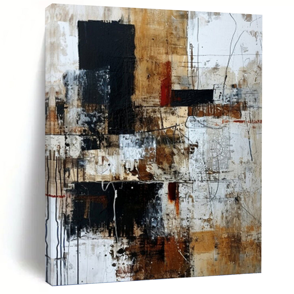 “Brown - Black Abstract” - Abstract Expressionist Painting On Canvas PT1330