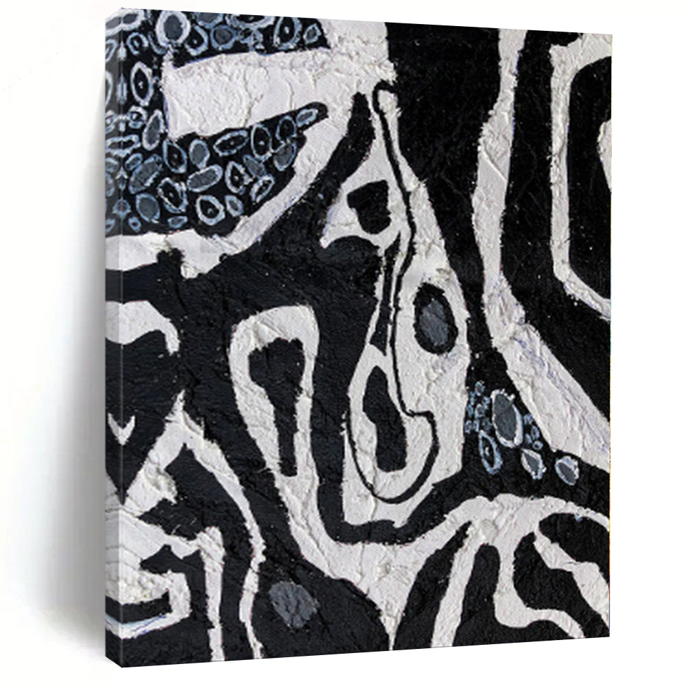 “Black - White Abstract Mosaic” - Contemporary Abstract Painting On Canvas PS0052