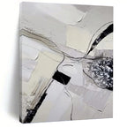 “Grey - Black Abstract Layers” - Impasto Abstract Painting On Canvas PT1172