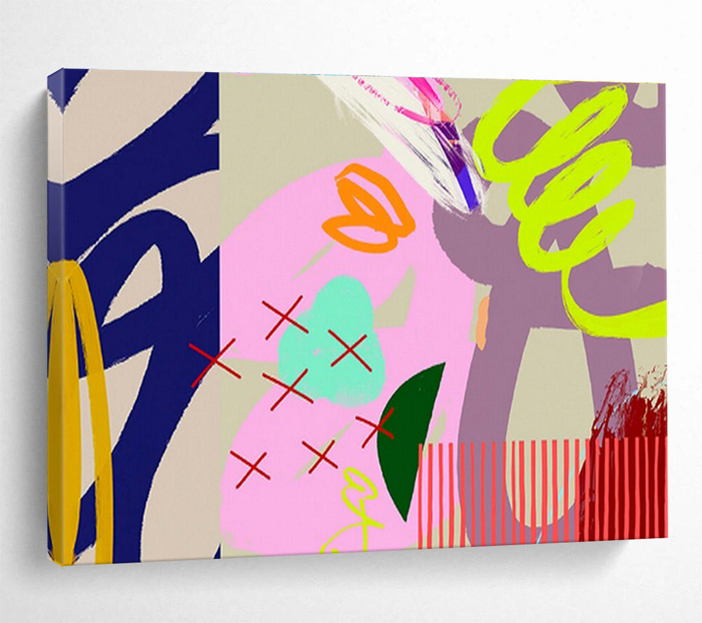 “Neon - Pastel Abstract Play” Abstract Painting On Canvas DKS200