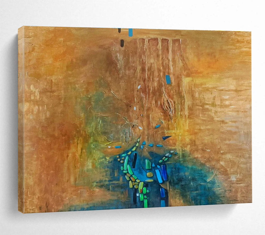 “Mixed - media Abstract Tree” - Experimental Mixed - media Painting On Canvas DKS388