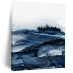 “Blue Watercolor Landscape” - Serene Hues with Misty Mountains Painting On Canvas DS230