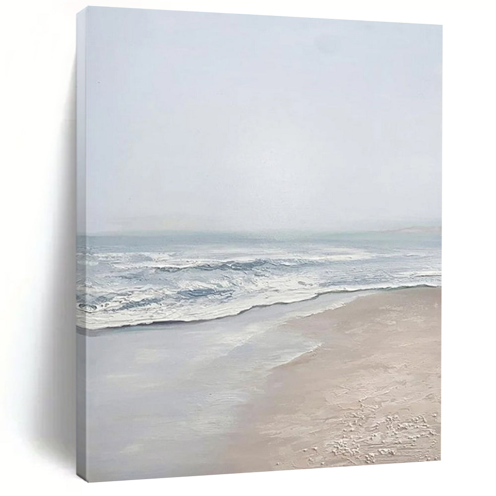 “Grey Beach & Waves” - Serene Landscape Painting On Canvas DS310