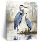 “Blue Herons in Mist” - Realist - Inspired Wildlife Painting On Canvas PT1400