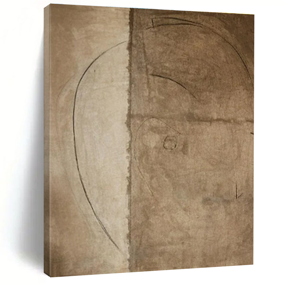 “Brown Line Sketches” - Brown Abstract Minimalist Drawing - Style Painting On Canvas PS0708