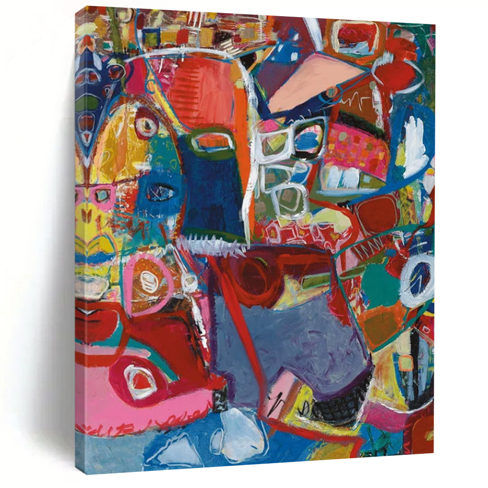 “Colorful Abstract Mosaic” - Lively Abstract Painting On Canvas DS297