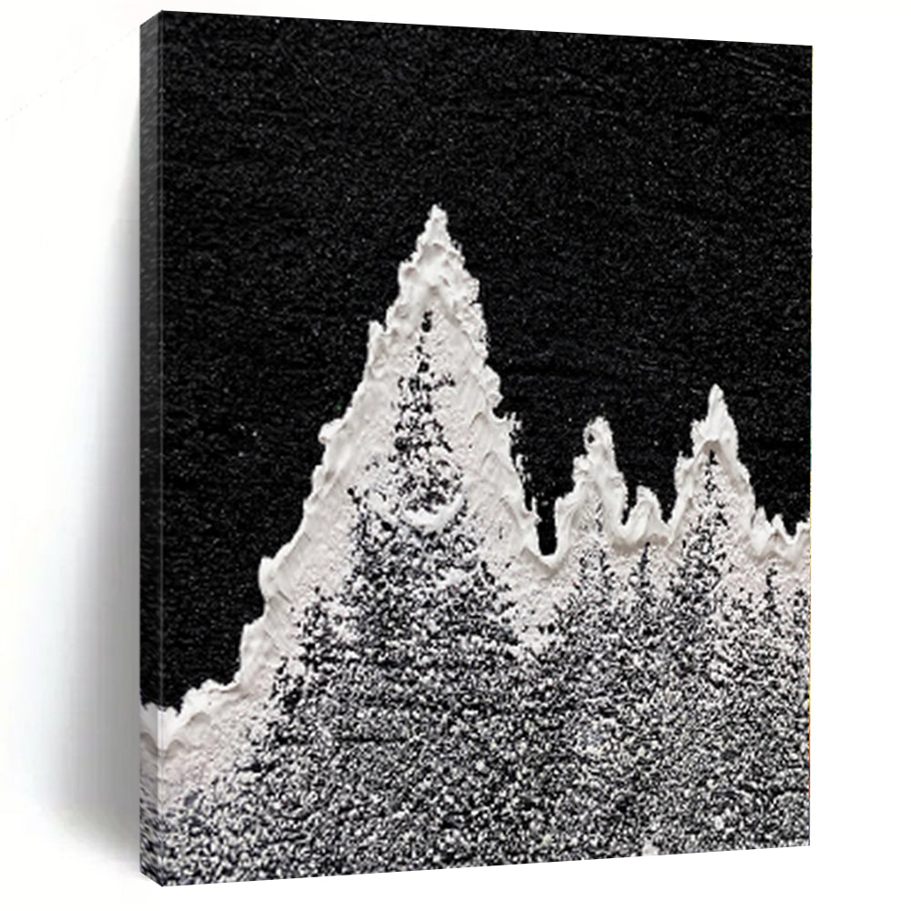 “Black and White Textured Peaks” - Abstract Landscape - Inspired Painting On Canvas PS0020