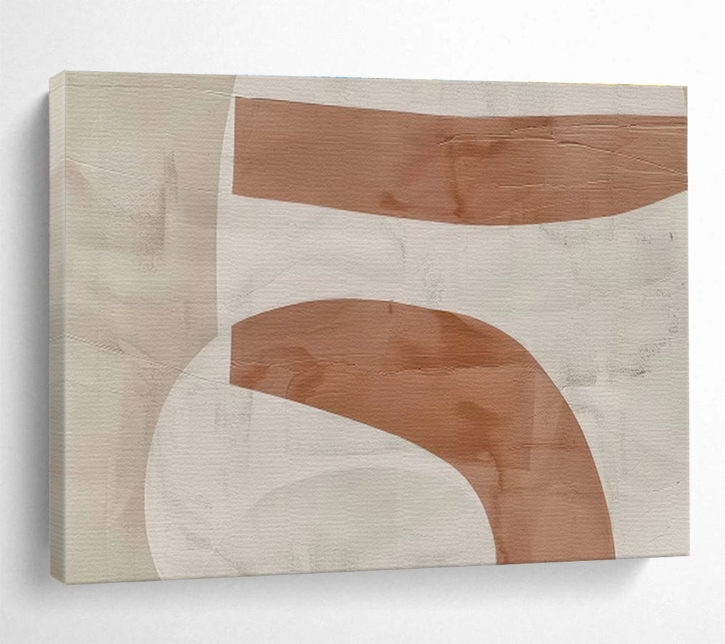 Beige and Brown Curved Forms Modern Abstract Painting On Canvas DKS148