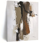 Brown, Black, White Textured Shapes “Earth’s Rhythm” - Painting On Canvas PS0794