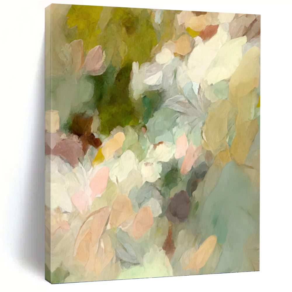 “Soft Color Flower Abstract” - Minimalist Floral Painting On Canvas PT1352