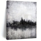 Black, White and Gray with Subtle Landscape Hints "Misty Reflection" Abstract Landscape Painting On Canvas PS1147