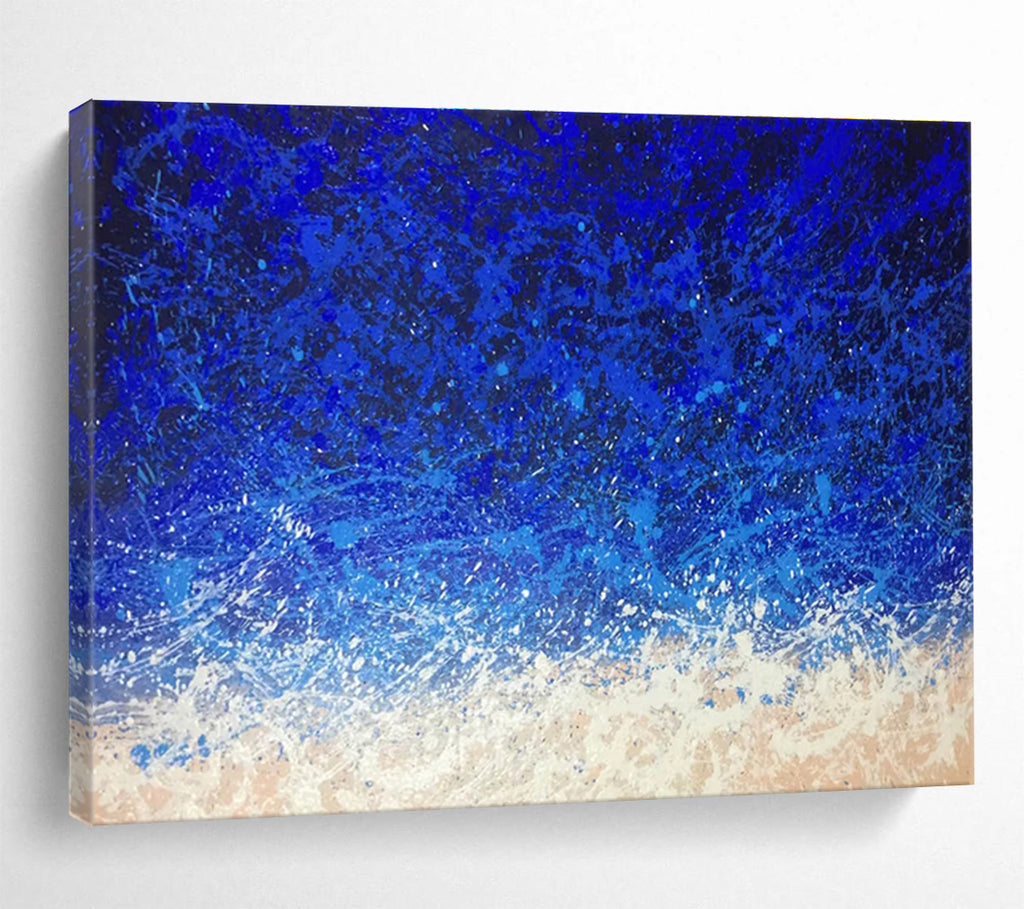 “Blue Gradient Splatter” - Abstract Expressionist Painting On Canvas DKS844