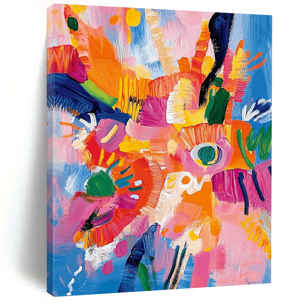 “Colorful Floral Explosion” - Joyful Floral Abstract Painting On Canvas DS287