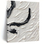 “Curved Textures: Black and White Abstract” - Tactile Abstract Painting On Canvas DS400