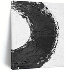 “Bold Black and White Circle” - Abstract, Graphic - Styled Painting On Canvas PT1675