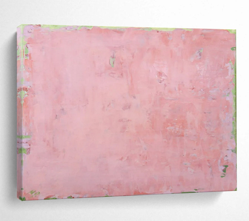 “Soft Pink with Green Edges” - Color Field - Painting On Canvas PT1791