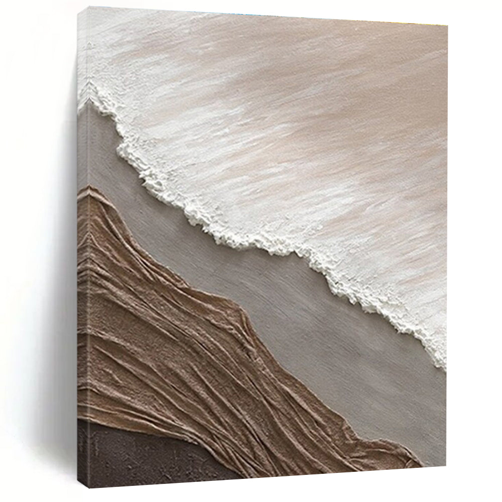 “Beige - Brown Textured Layers” - Beige, Brown Abstract Impasto Painting On Canvas PS0726