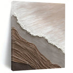 “Beige - Brown Textured Layers” - Beige, Brown Abstract Impasto Painting On Canvas PS0726