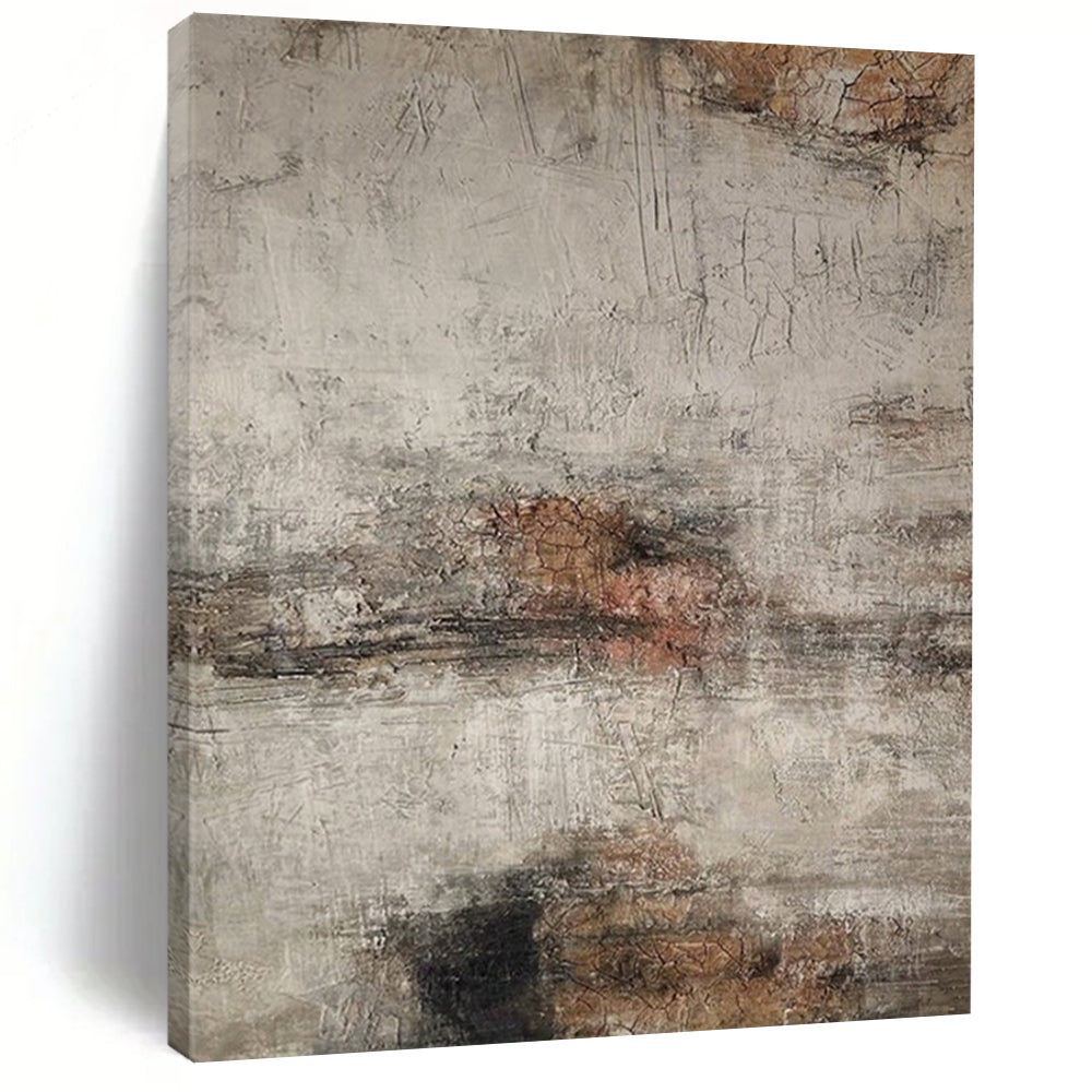 Gray and Brown Textured, "Earthy Memories" – Textured Abstract Painting On Canvas PS0967
