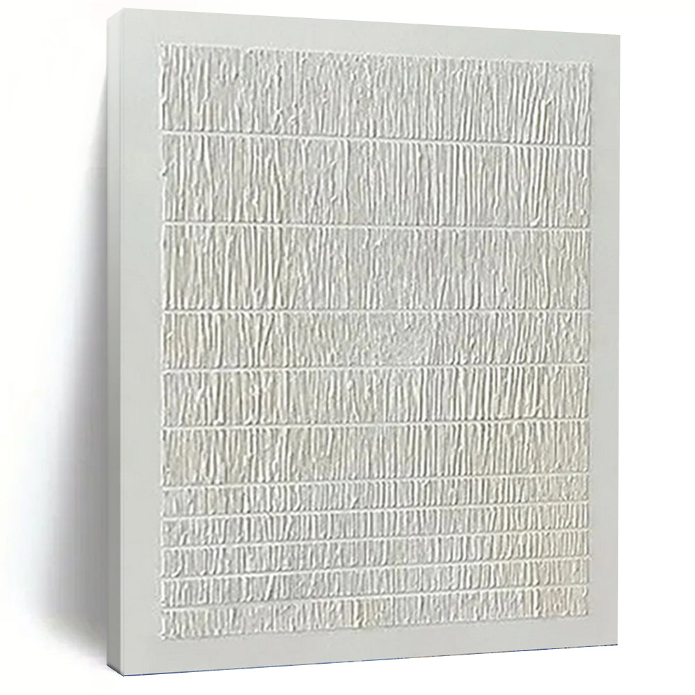 “White Textured Lines” - Minimalist Abstract Painting On Canvas PT1129