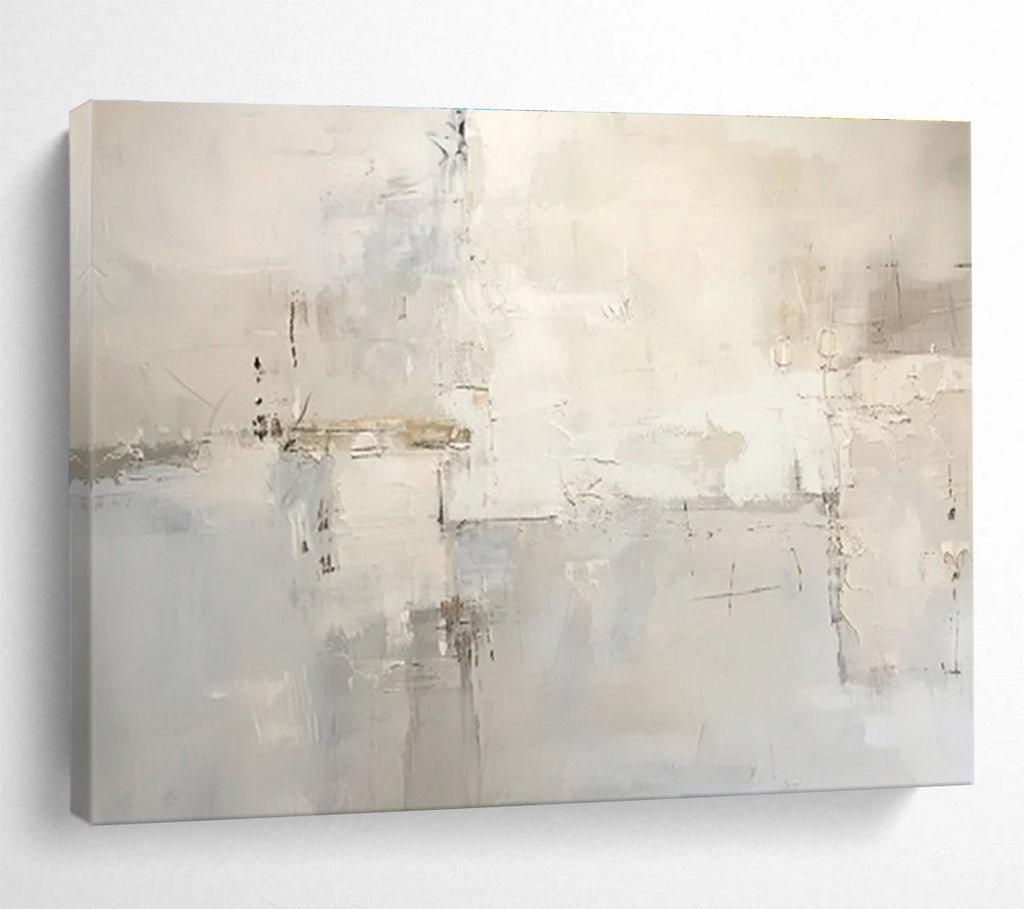 “Light Gray Abstract Composition” - Abstract Composition Painting, Fits Contemporary Hallway & Art Studio DKS624