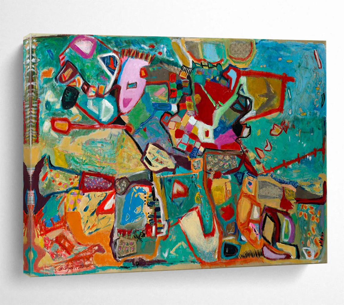 “Colorful Abstract Chaos” - Cubist - Inspired Painting On Canvas PT233