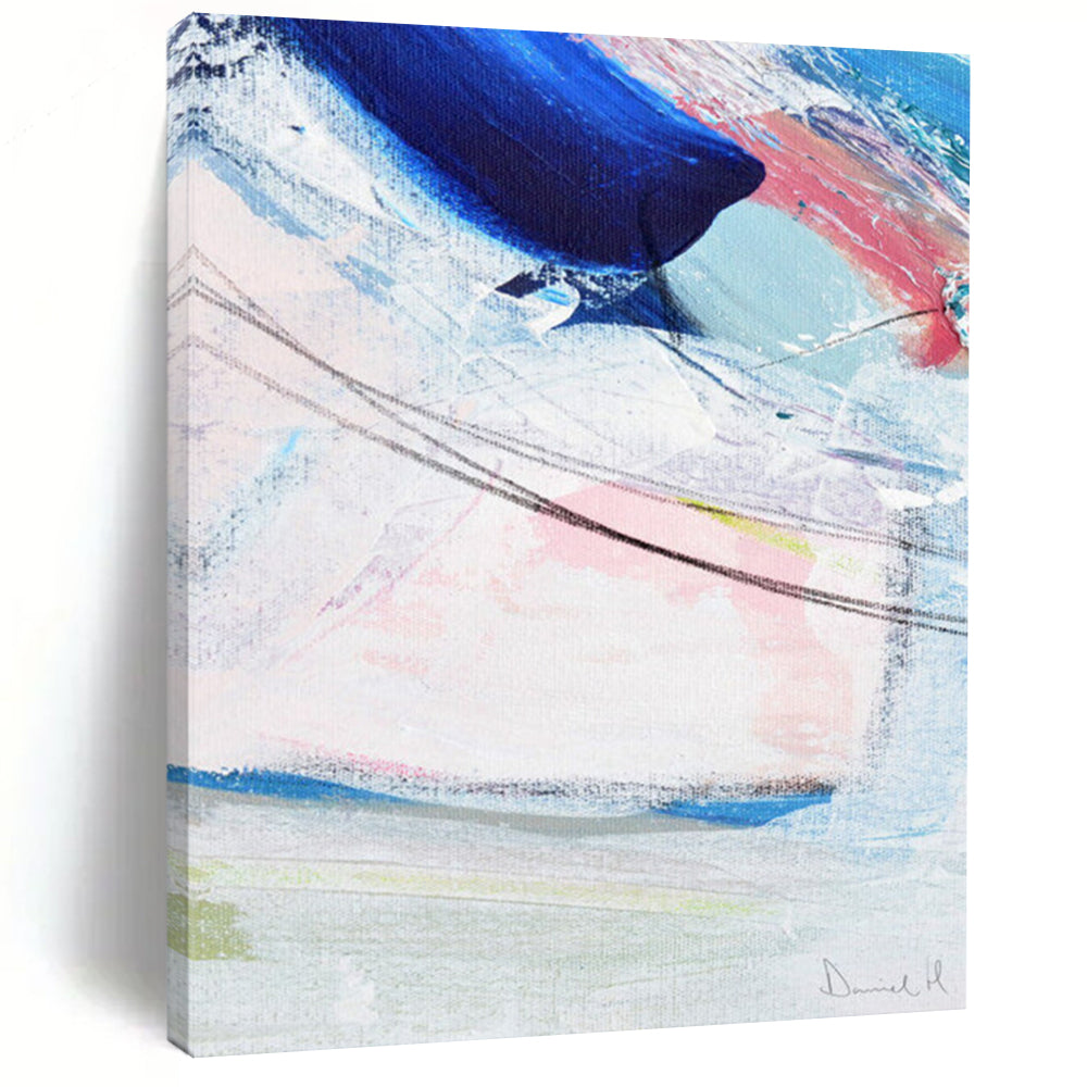 “Blue - Pink Abstract Flow” - Soft Hues & Gentle Strokes Painting On Canvas DS150