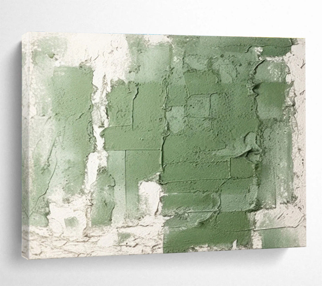 “Green - Grey Textured Wall” Abstract Painting On Canvas DKS274