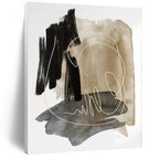 “Black - Beige - Grey Abstract Textured Shapes” - Tactile Abstract Painting On Canvas PS0337