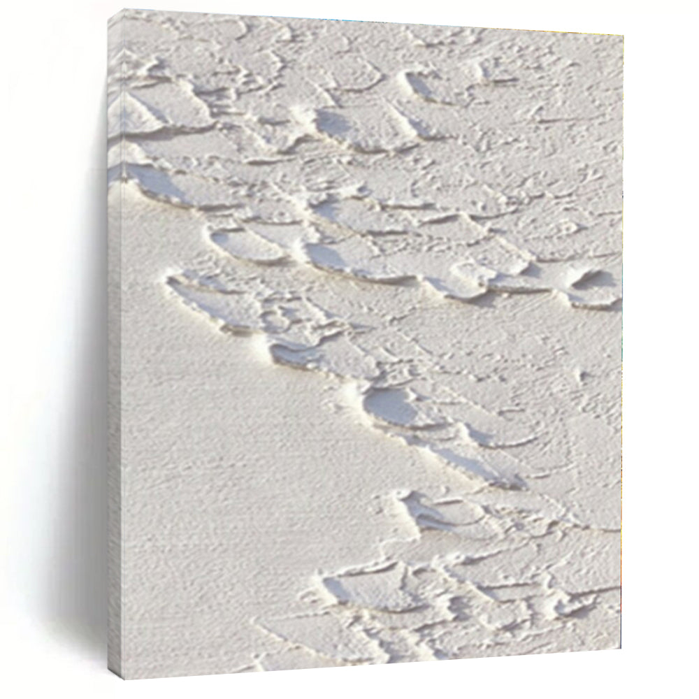 White with Textured Cracks "Cracked Serenity" Abstract Painting On Canvas PS1287