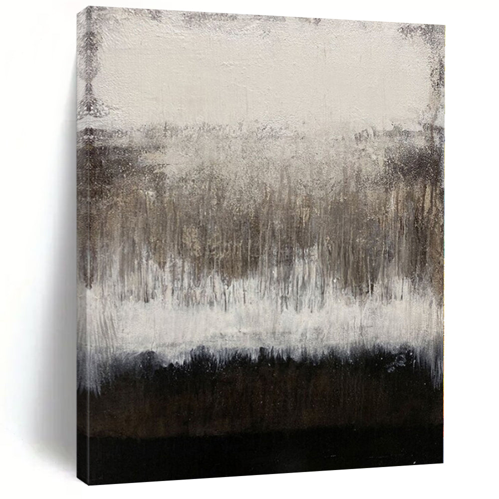 Gray, Black and White with Textured Drips "Moody Melancholy" Abstract Painting On Canvas PS1137