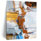 “Geometric Fusion: Brown, White, and Blue Abstract” - Cubist - Inspired Painting On Canvas PT0937