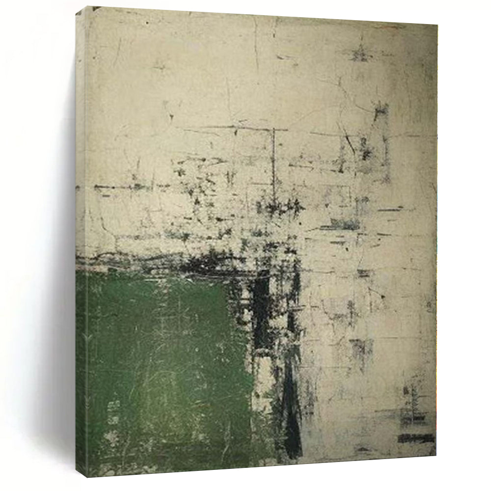 “Green - Gray - Black Abstract” - Industrial Abstract Painting On Canvas PS0168