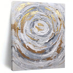 “Grey - Gold Swirl” - Textured Abstract Painting On Canvas PT1286
