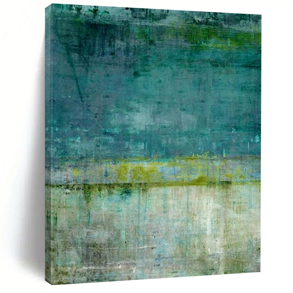 “Teal and Green Abstract” - Minimalist Abstract Painting On Canvas PT2274