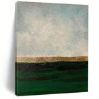 “Green - Grey - Gold Horizon” - Minimalist Abstract Painting On Canvas PT1206
