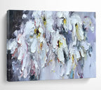 “White Flowers with Colorful Accents” - Impasto Floral - Painting On Canvas PT1763