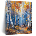 “Autumn Forest in Gold & Blue” - Impressionist - Inspired Landscape Painting On Canvas PT1406