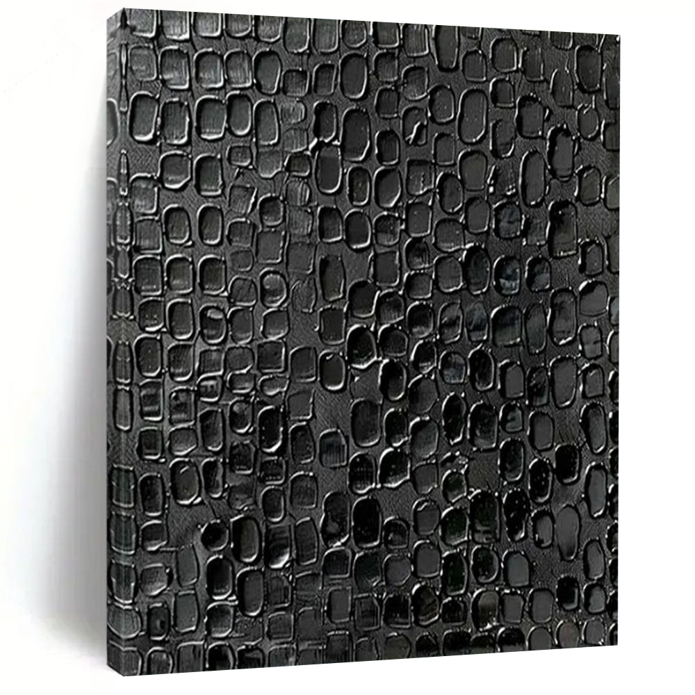 “Black Textured Pattern” - Minimalist Abstract Painting On Canvas PT2361