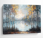 “Autumn Forest by the Lake” - Impressionistic Oil Painting on Canvas DKS904