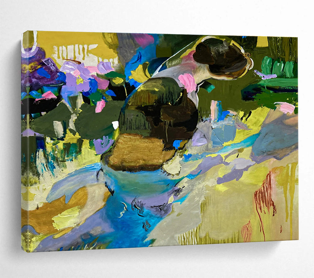 “Colorful Abstract Figure in Nature” - Textured Oil Painting on Canvas DKS923