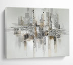 “Monochrome Lines & City Silhouettes” - Abstract Urban - Painting On Canvas PT1690