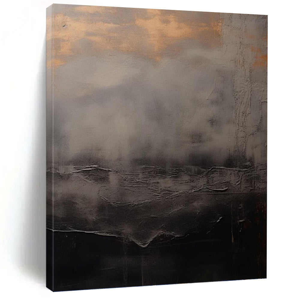“Gray and Gold Mist” - Abstract, Atmospheric - Styled Painting On Canvas PT1662
