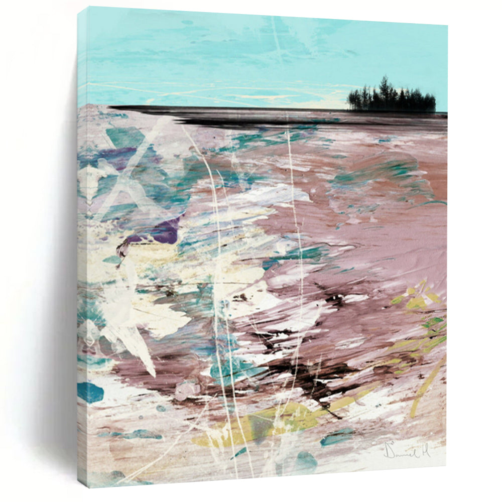 “Pastel Shoreline Abstraction” - Soft Hues & Textured Layers Painting On Canvas DS198