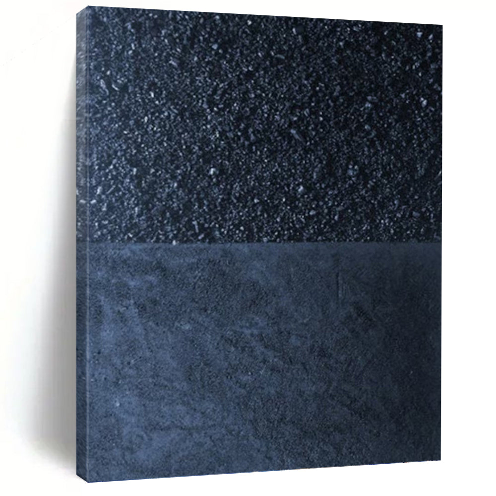 “Black - Dark Blue Minimalist” - Minimalist Abstract Painting On Canvas PT1247
