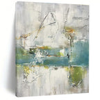 Gray and Teal Abstract, "Misty Morning" – Abstract Landscape - Inspired On Canvas PS0893