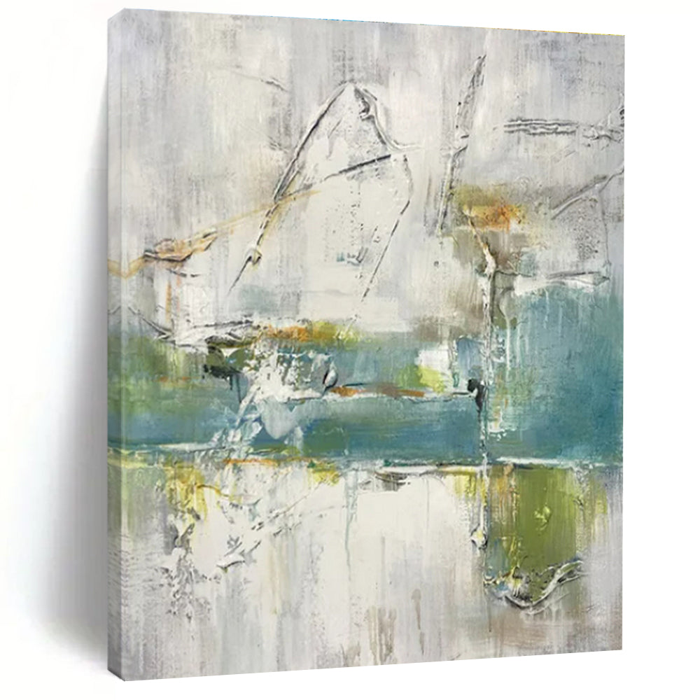 Gray and Teal Abstract, "Misty Morning" – Abstract Landscape - Inspired On Canvas PS0893