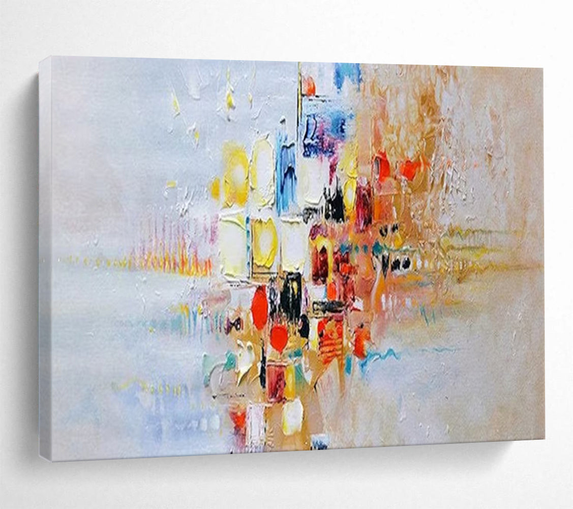 “Colorful Urban Abstract” - Vibrant Cityscape Painting On Canvas PT180